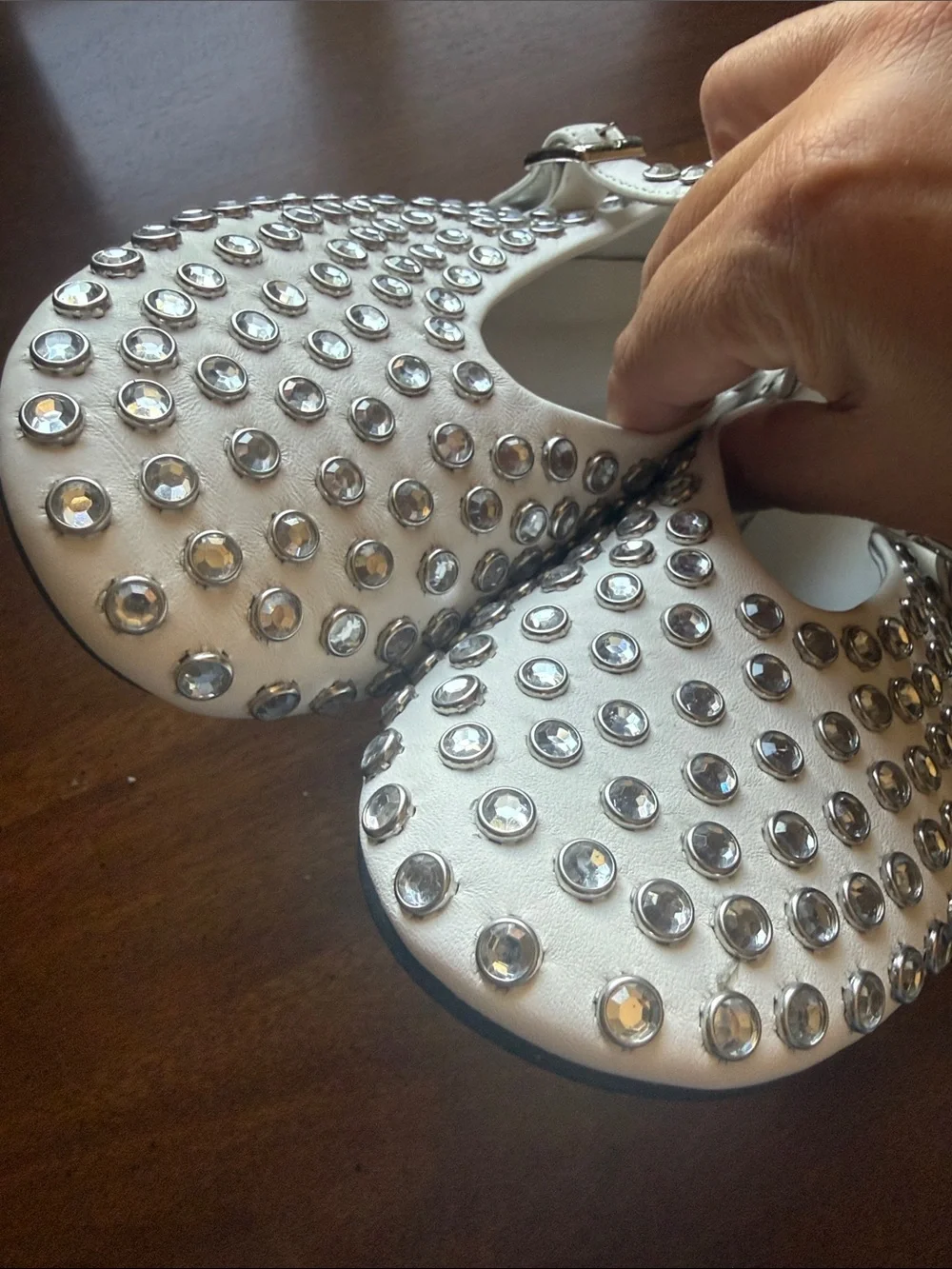 Tony Bianco Miami White Studded Slip-On Loafer with Buckle